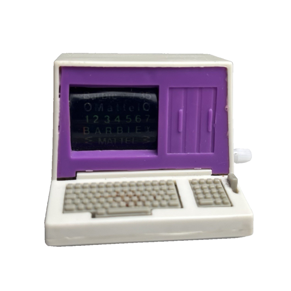 Vintage Barbie Computer Accessory 1989 Mattel Purple Screen Windup Toy WORKS - Picture 1 of 11